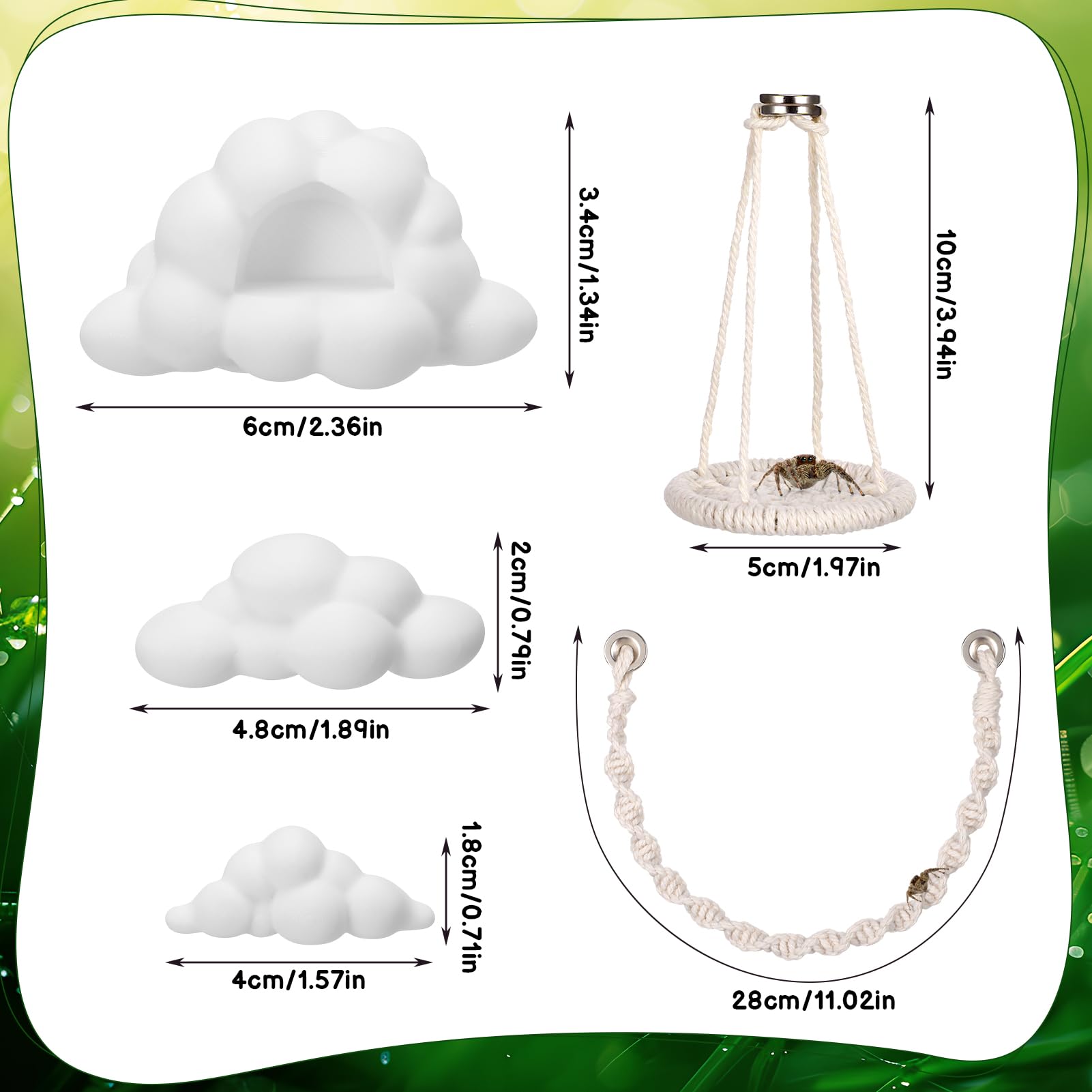 Guiqulai kit accessoires 5 pieces: ensemble polyvalent pour habitat araignee moyen.