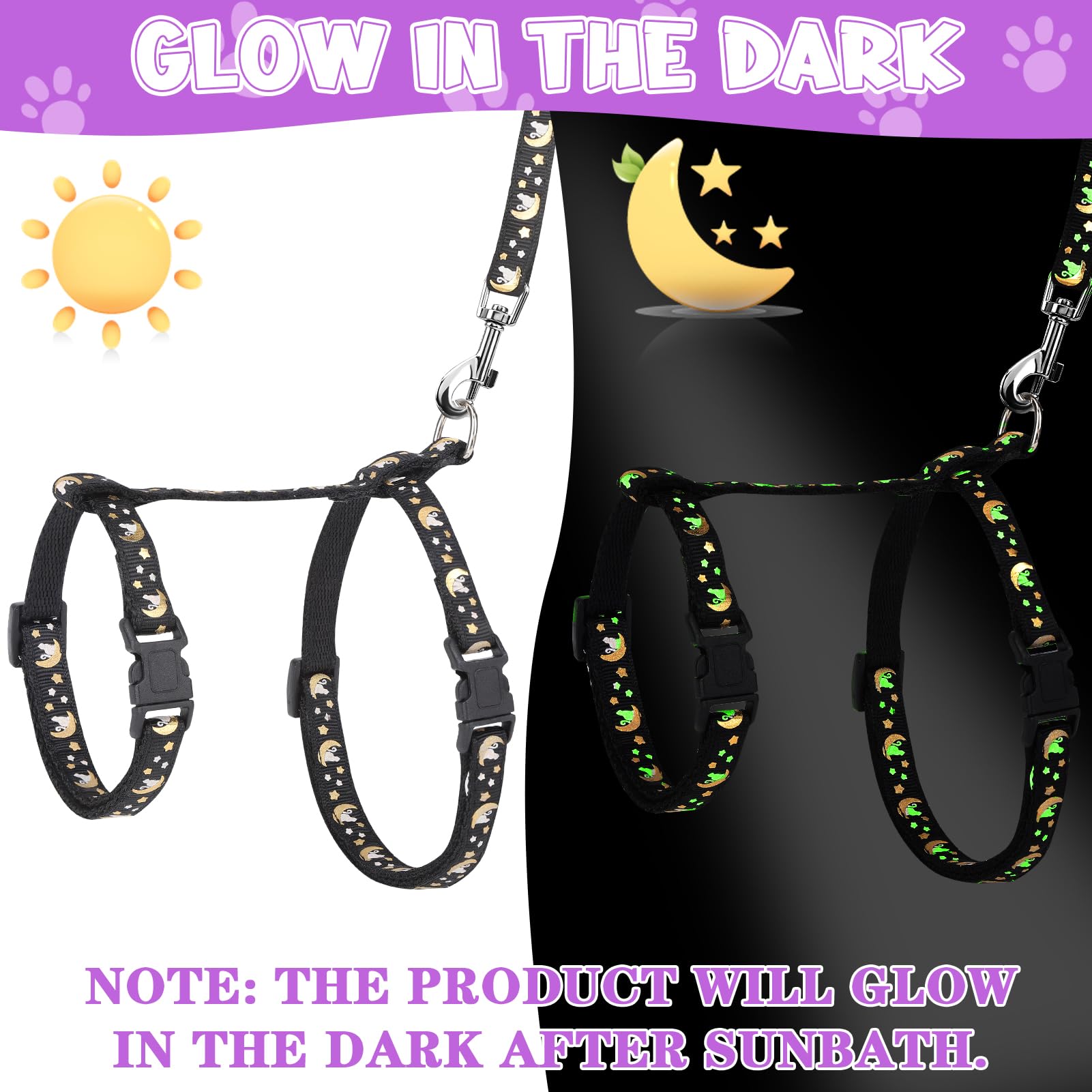 Kit harnais et collier Guiqulai en deux pièces pour chats de petites et moyennes tailles.