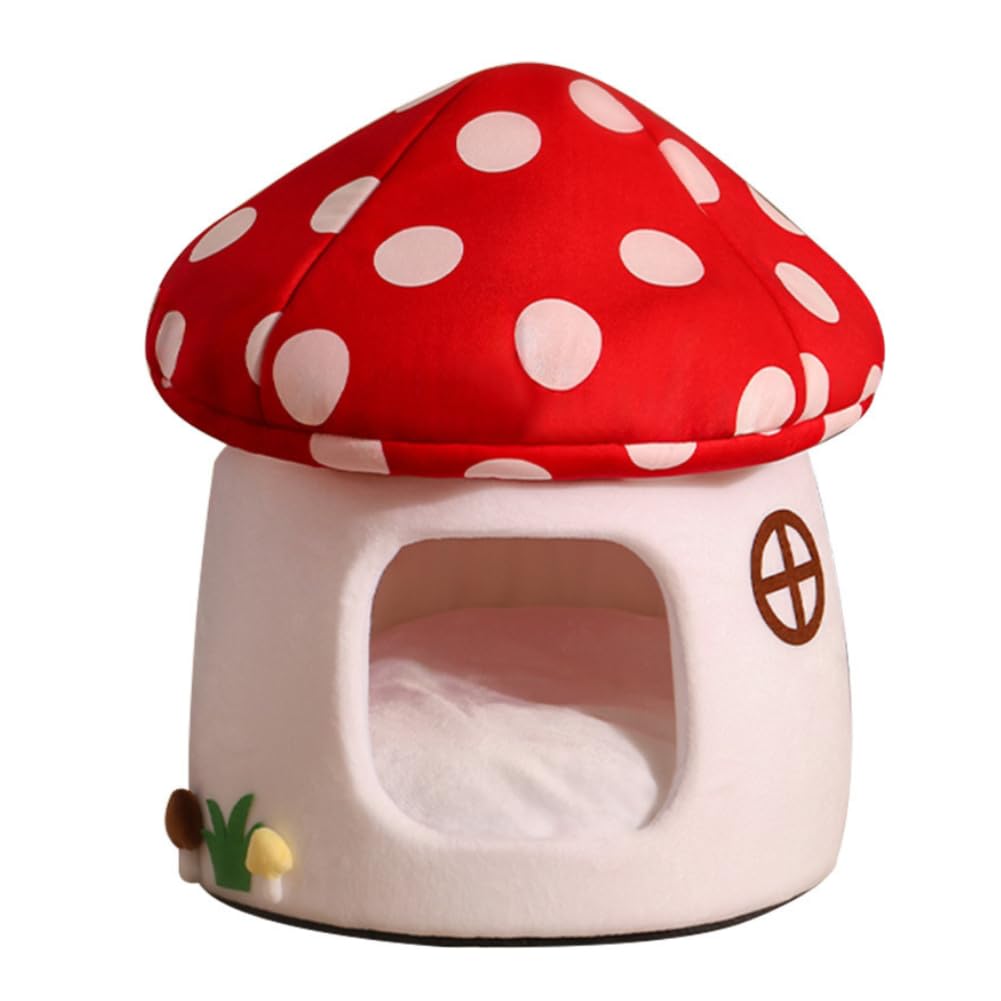 Gujuja maison chat champignon exterieur, cocon confortable pour sieste.