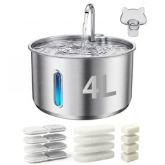 Fontaine GULUNOOK pour chats en inox 4L avec flux variés.