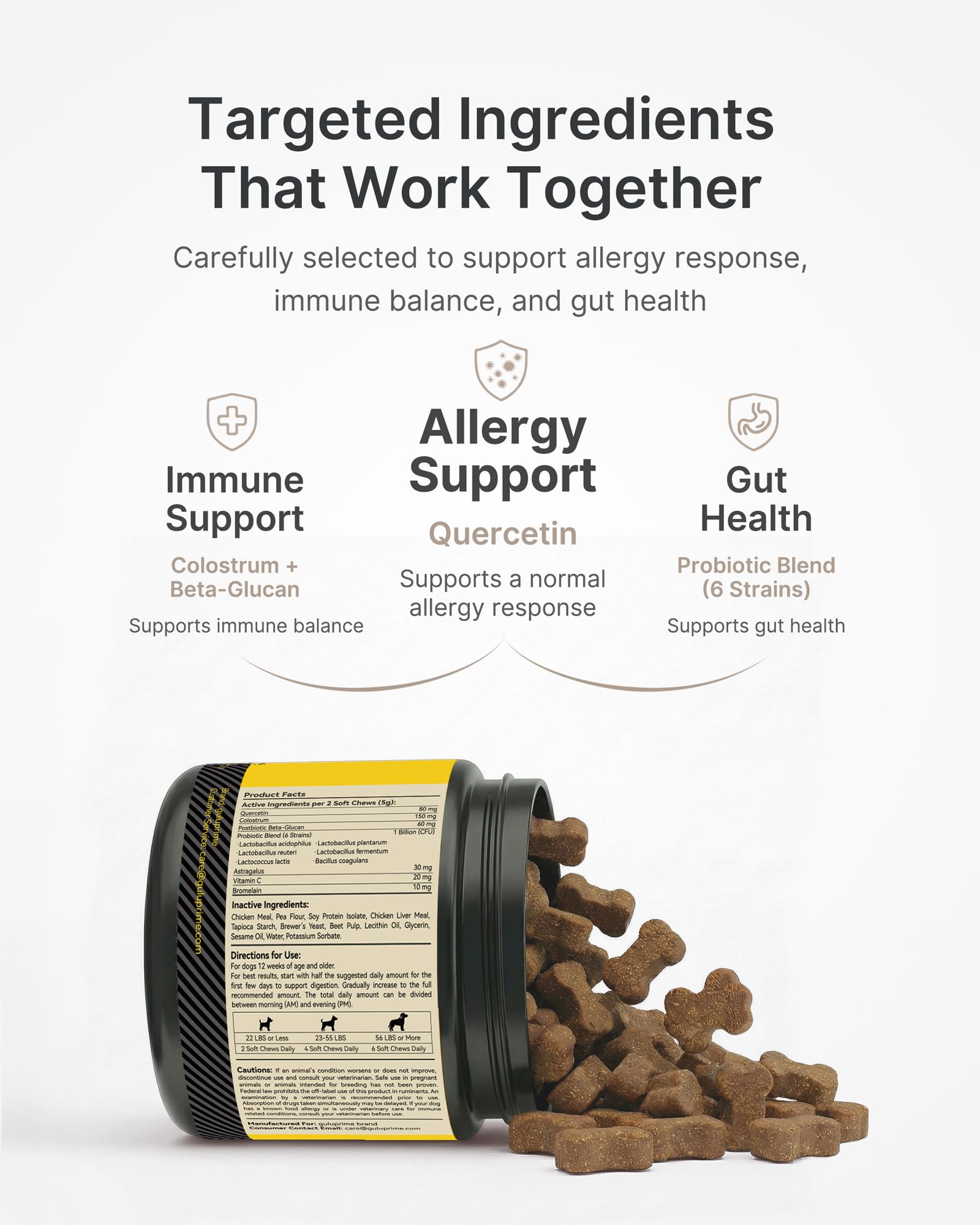 Guluprime pour chien, allergie-saison gommes: soutien pendant les périodes polliniques.