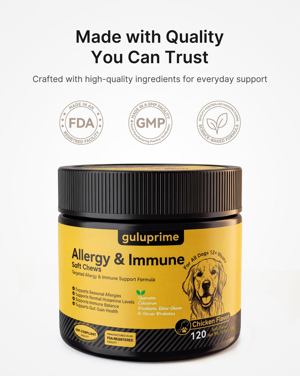 Guluprime pour chien, pelage-brillance-confort gommes: peau et poil resplendissants.