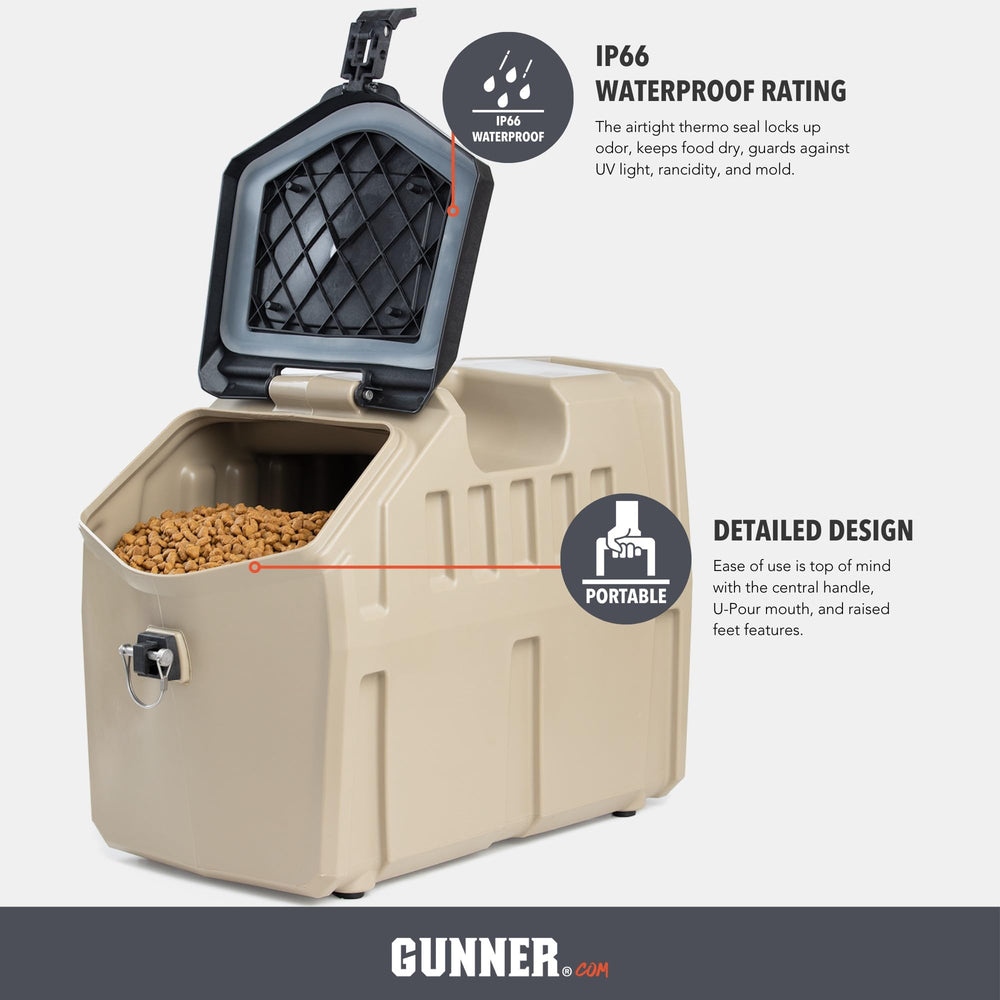 GUNNER conteneur-alimentation etanche IP66: protection contre poussière et intempéries.