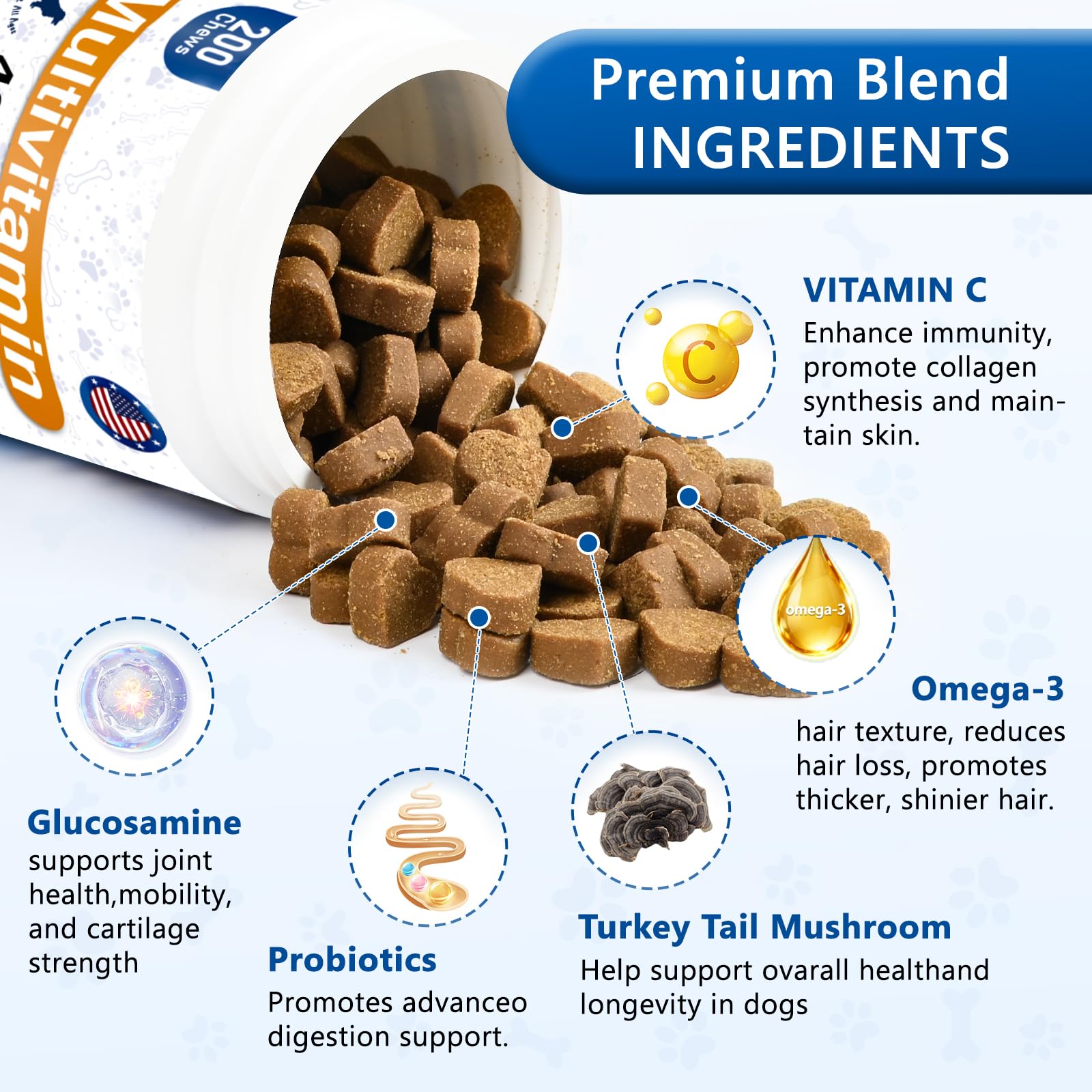 Probiotiques et enzymes digestives favorisant l’équilibre intestinal.
