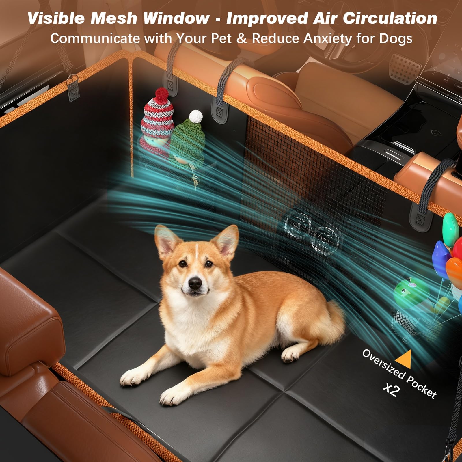 Gusil fenêtre en maille améliore la ventilation pour chien détendu