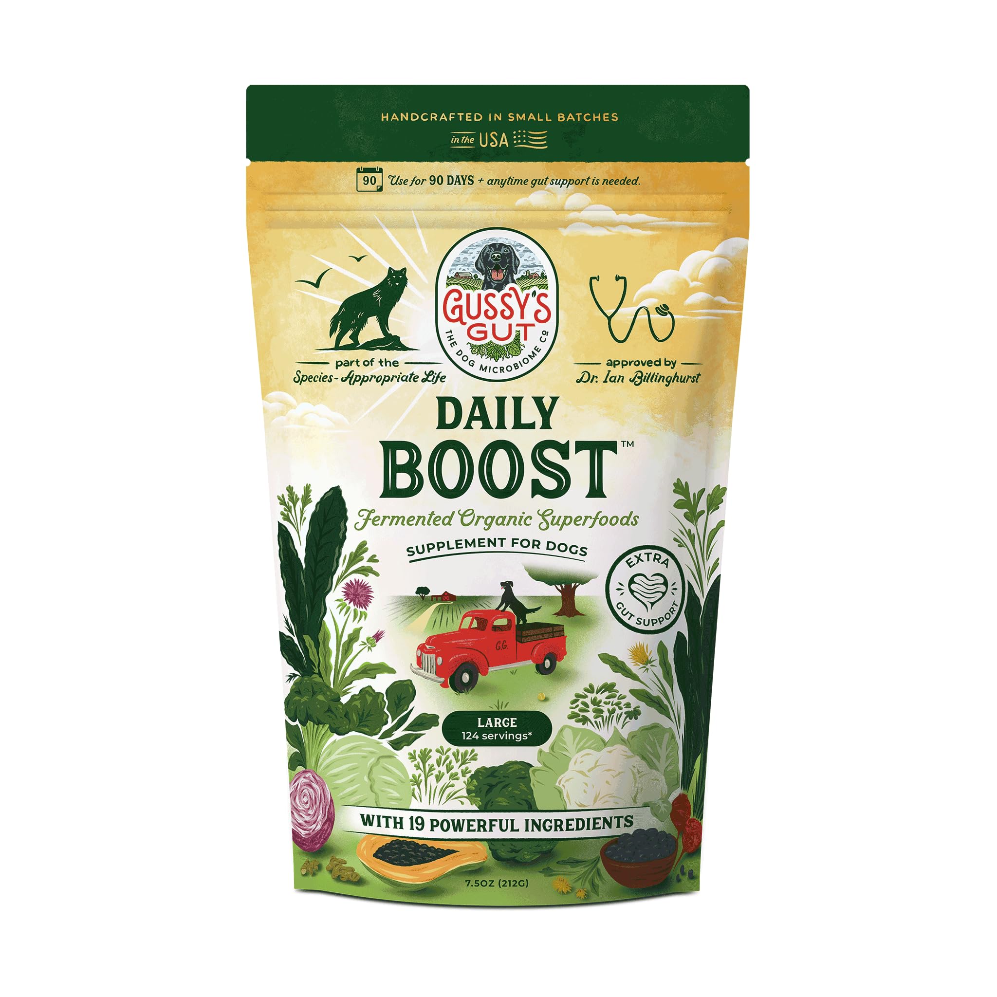 Gussy's Gut poudre boost quotidienne, soutien digestif canin avec 19 ingrédients