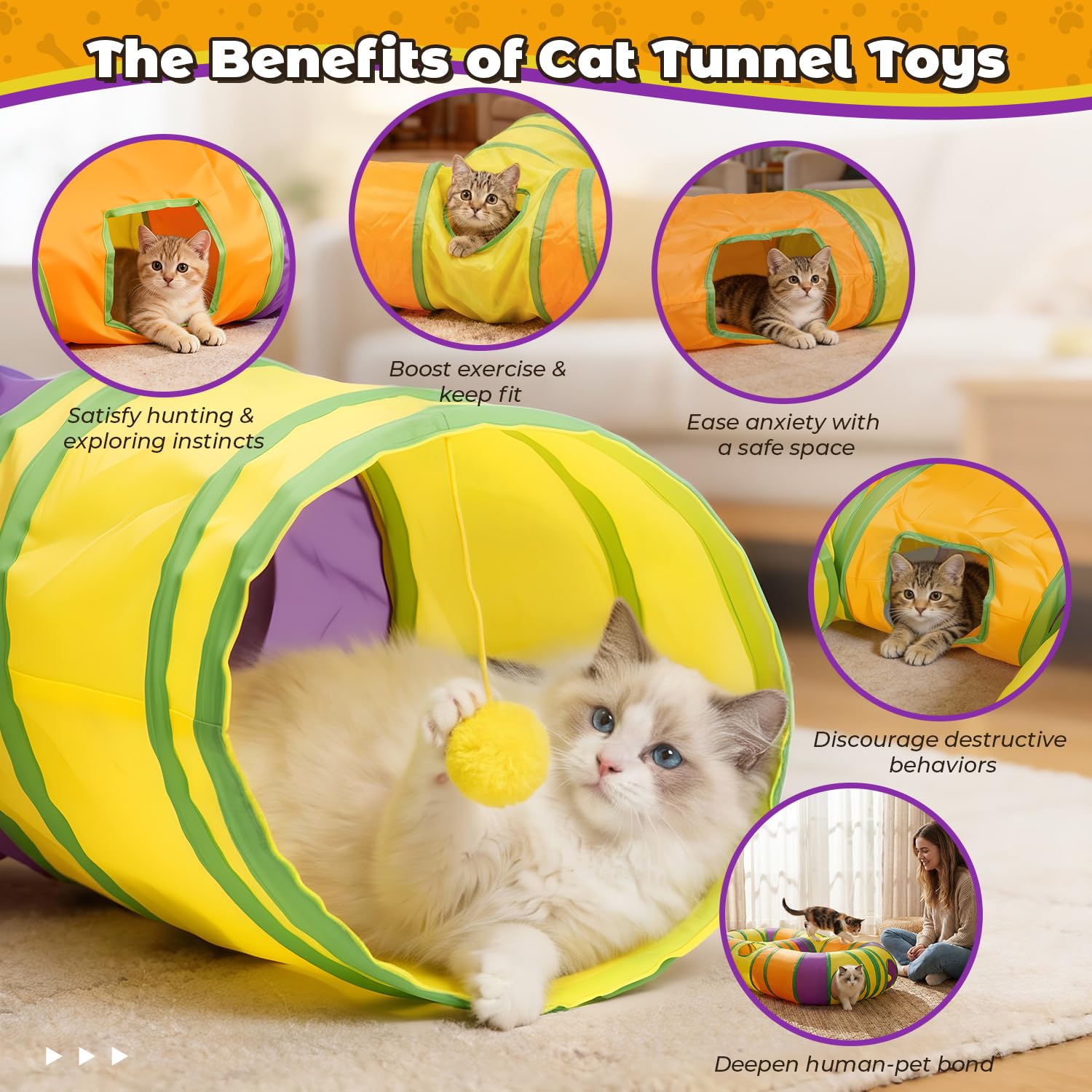 GUSTYLE tunnel-chat-pliage-stockage, rangement rapide après le jeu.