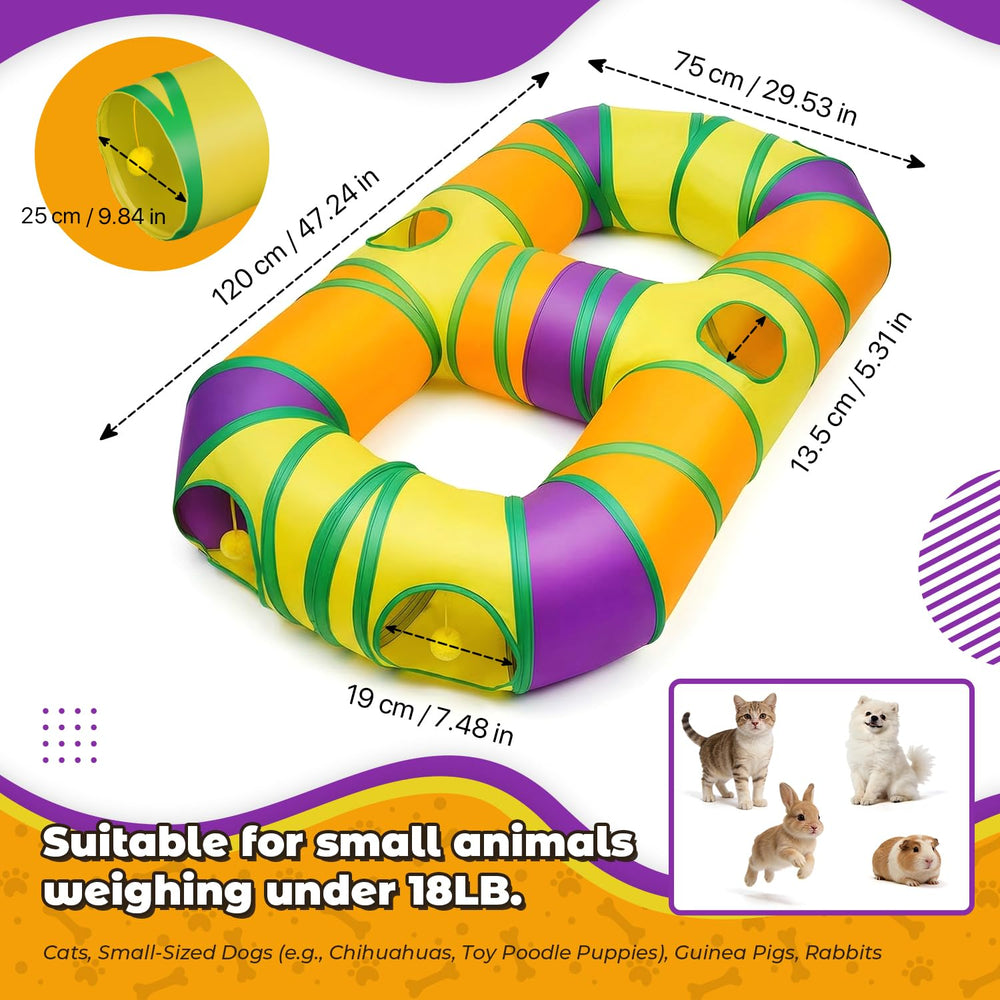 GUSTYLE tunnel-chat-pom-poms-suspendus, stimule le jeu et la chasse chez les chats.
