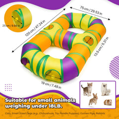GUSTYLE tunnel-chat-pom-poms-suspendus, stimule le jeu et la chasse chez les chats.