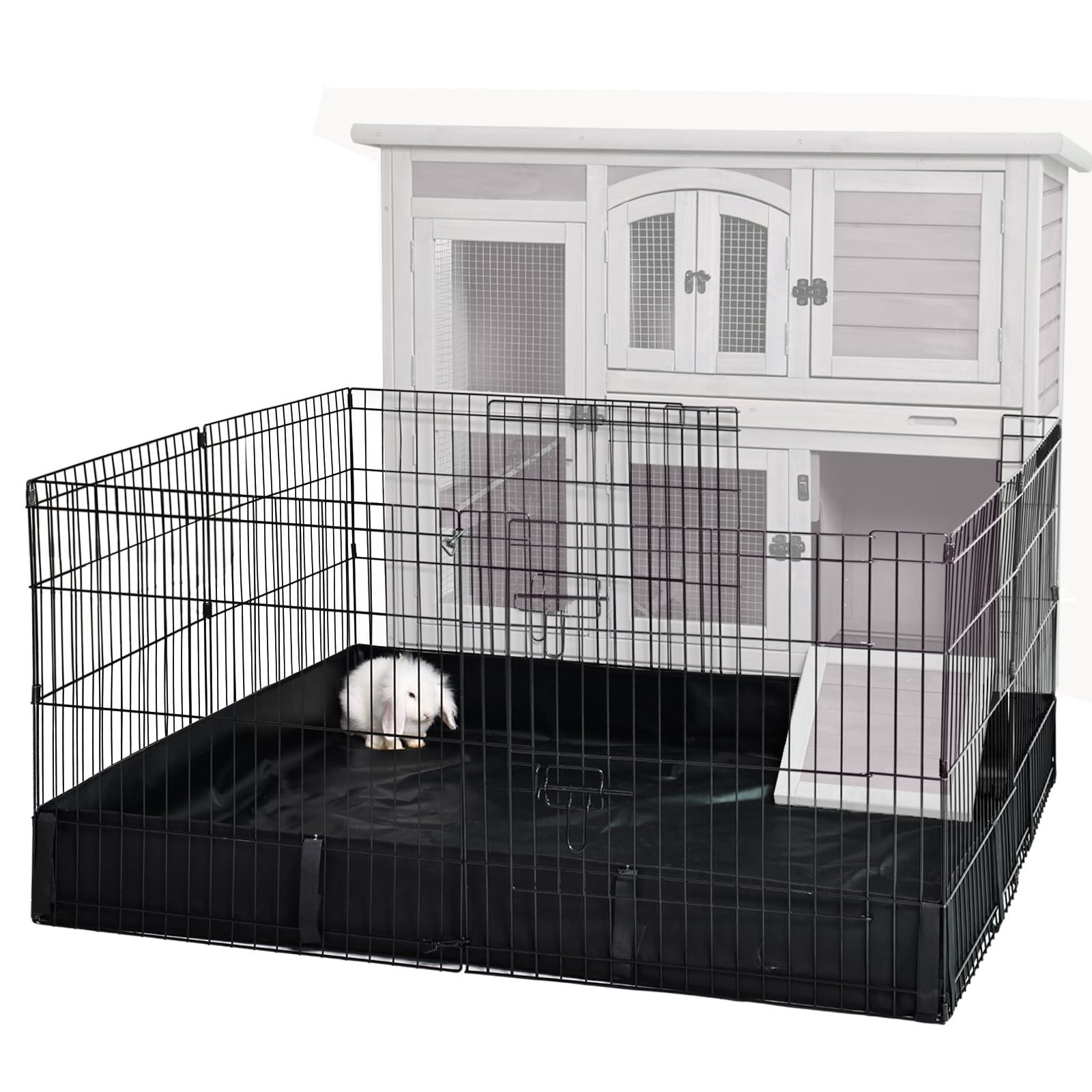 GUTINNEEN Rabbit Playpen: espace 16 ft² pour lapins et petits animaux, facile à placer.