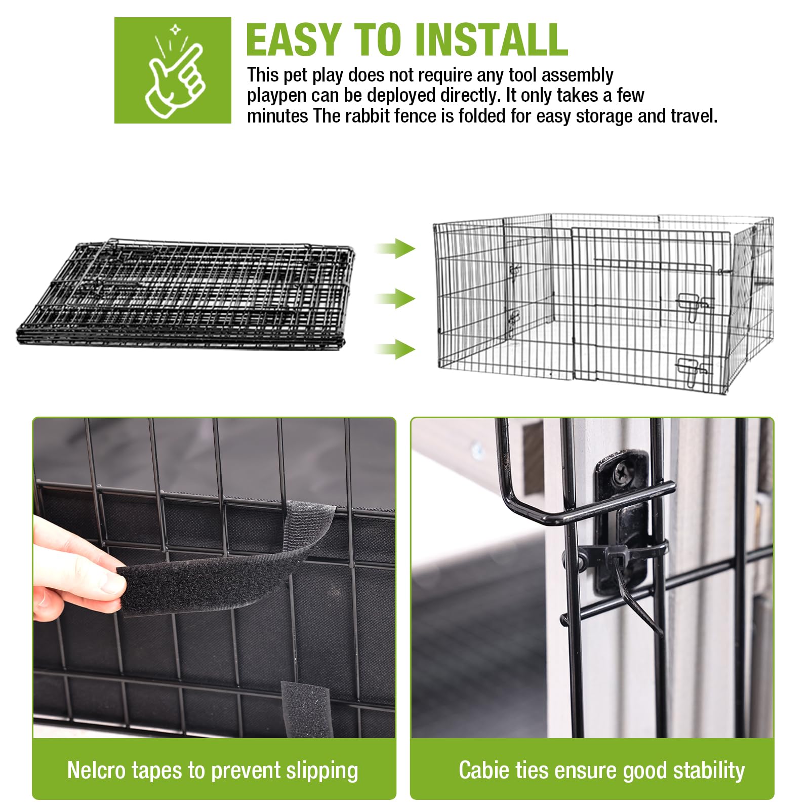 Élargissement pratique pour lapins et petits animaux, usage intérieur.