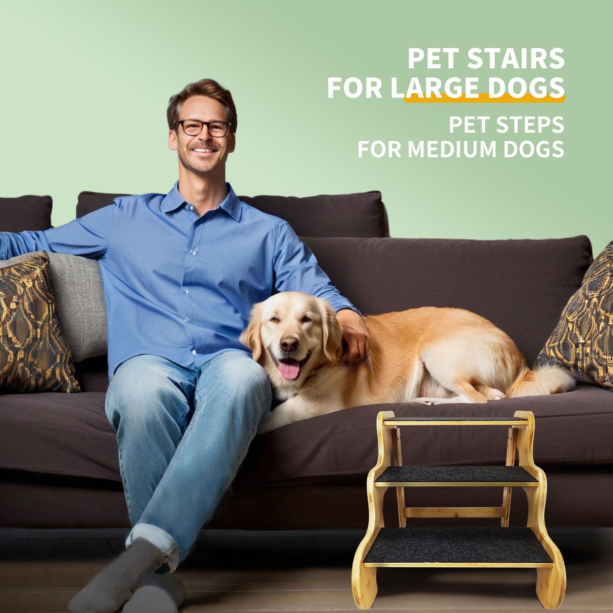 GXONE dimensions généreuses: marches 16 x 7,5 pouces pour grands chiens.