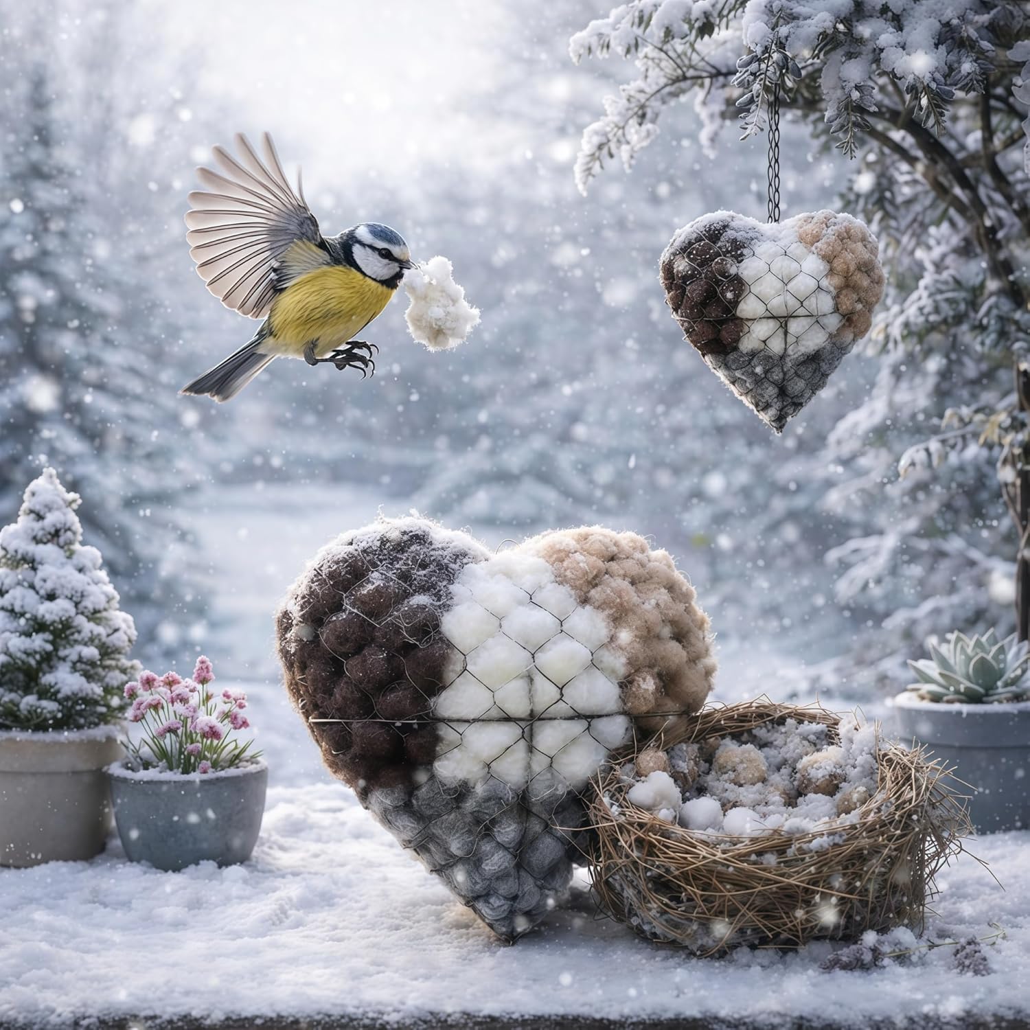 Cœur-poétique: élément décoratif qui accueille les oiseaux en hiver.