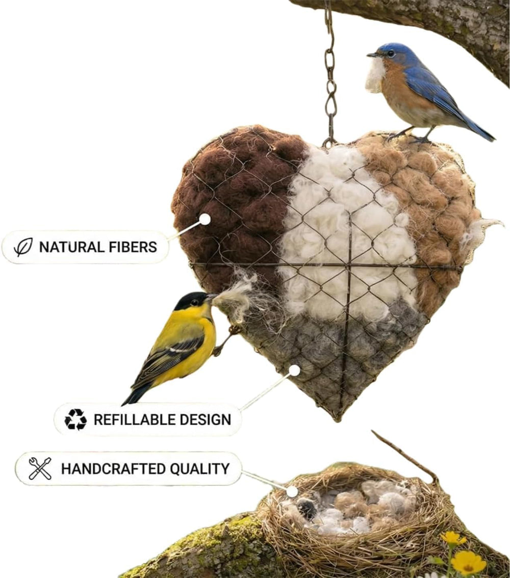Nidification extérieure GYMURE: cœur décoratif et accroche facile pour jardin.