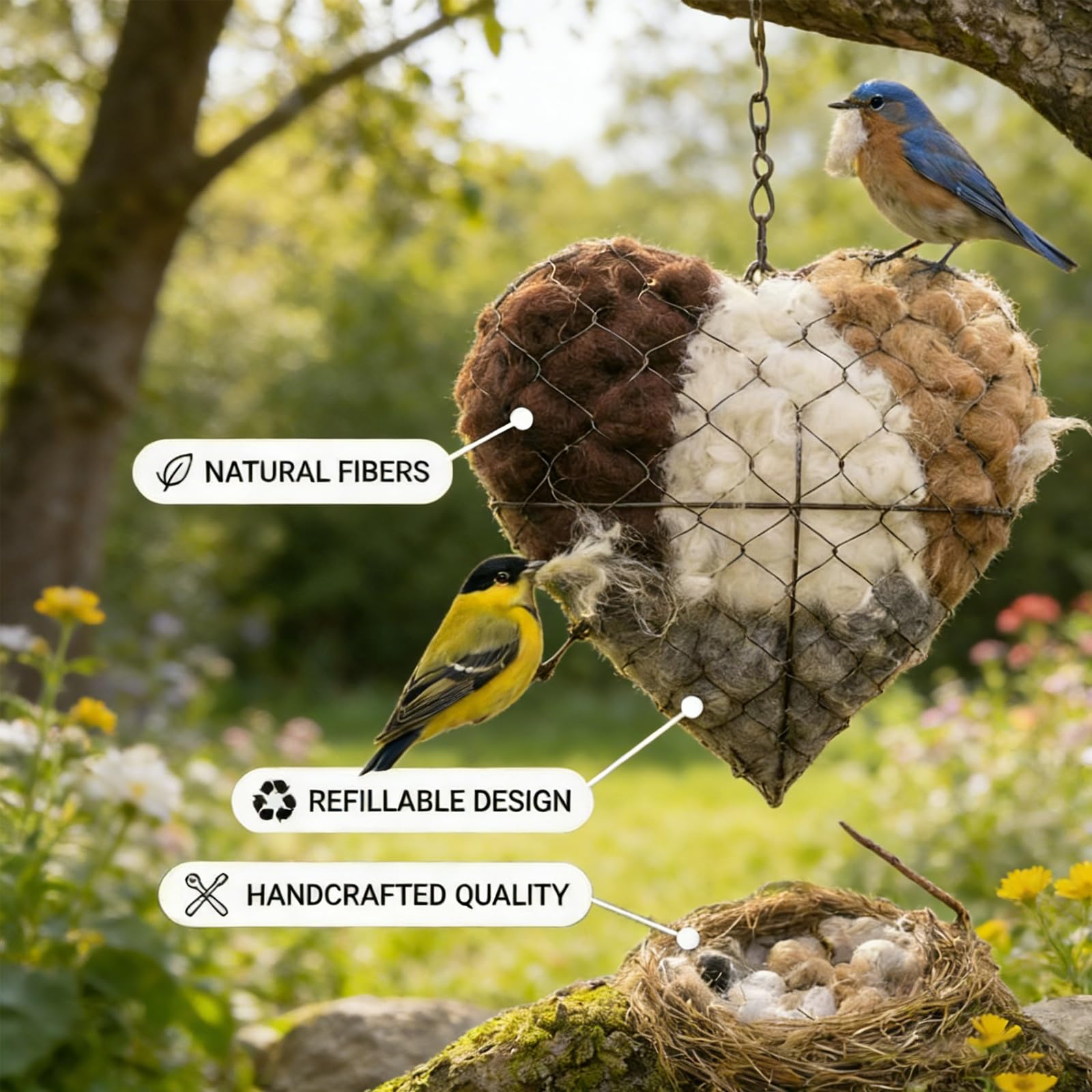 Matériau de nidification en fibres naturelles par GYZOMKBIU, favorisant le confort des oiseaux.