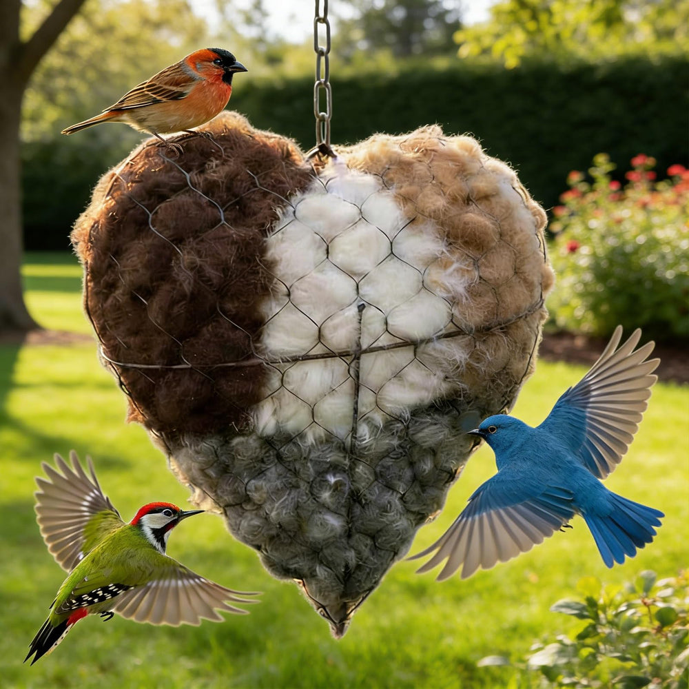 Nid-coeur suspendu GYZOMKBIU, facile à accrocher et à intégrer au paysage.