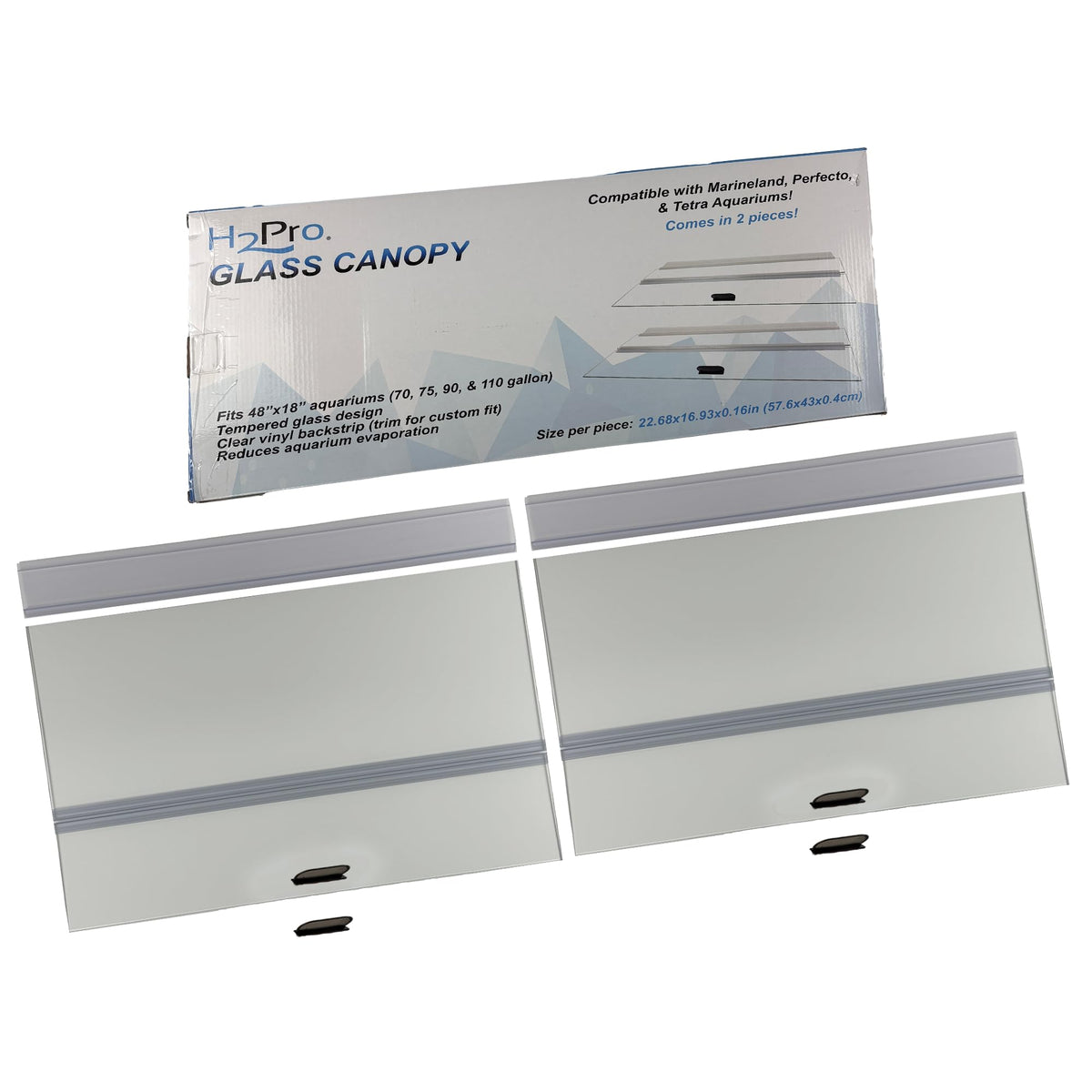 Capot en verre H2Pro pour Marineland 75/90/110 galons: réduction de l'évaporation.