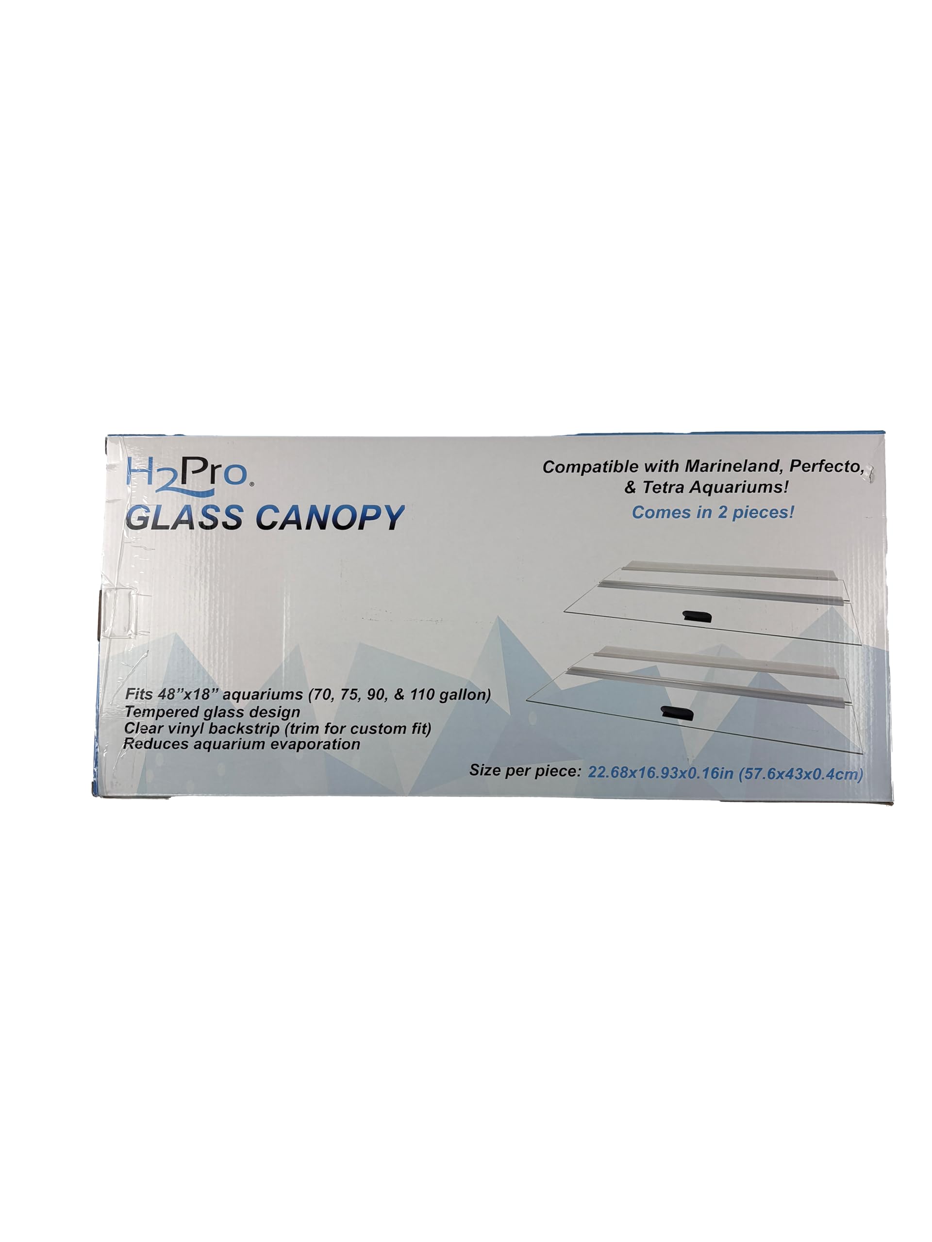 H2Pro capot en verre clair maximise l'éclairage et protège le bac.