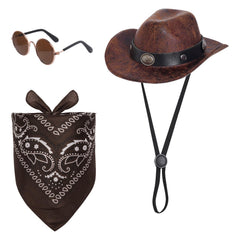 Haakong chapeau cowboy pour petit animal, look adorable pour fêtes.