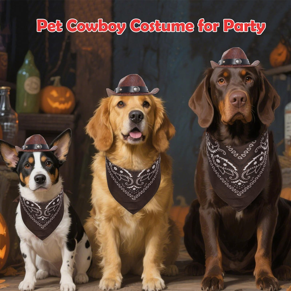 Haakong costume cowboy petit chien-chat, transformation ludique pour Halloween.