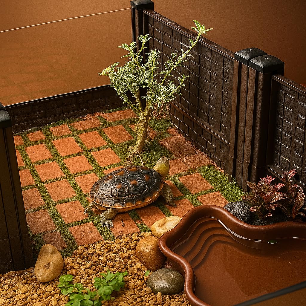 Habitat tortue-eleve: Aménagement panoramique pour un rendu visuel naturel