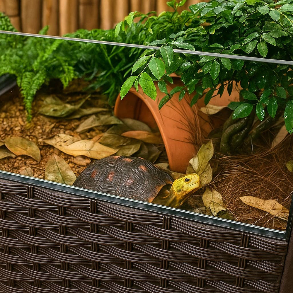 Habitat tortue-eleve: Design noir élégant s’intégrant à l’intérieur