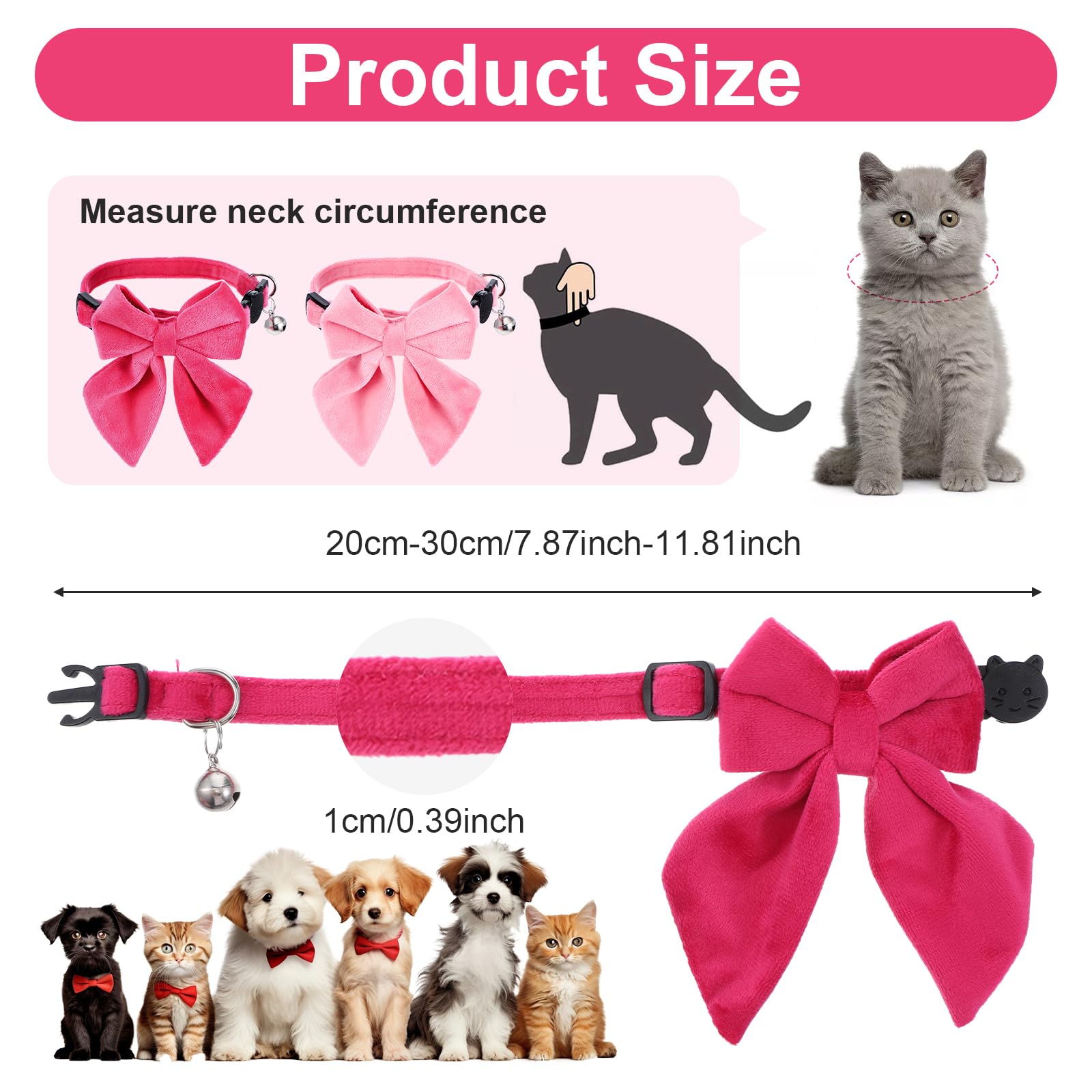 HaiFafafaing collier chat bou rose vif style tendance pour petites chattes