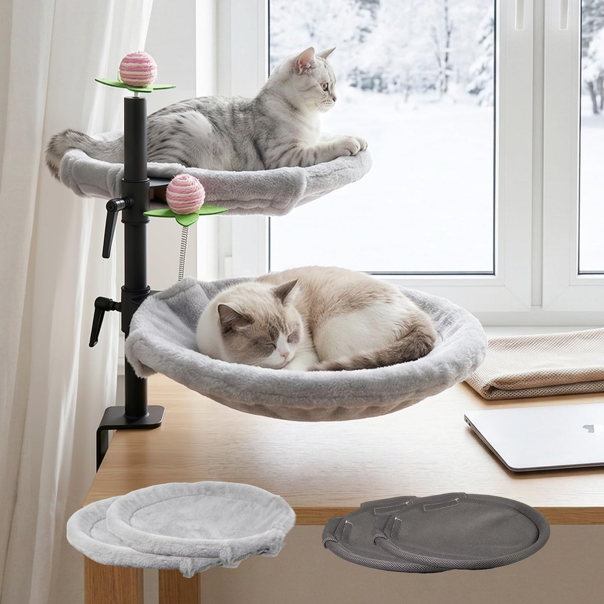 Haijunnm lit-chat-double-bureau: rotation à 360° pour une visibilité partagée pendant le travail.