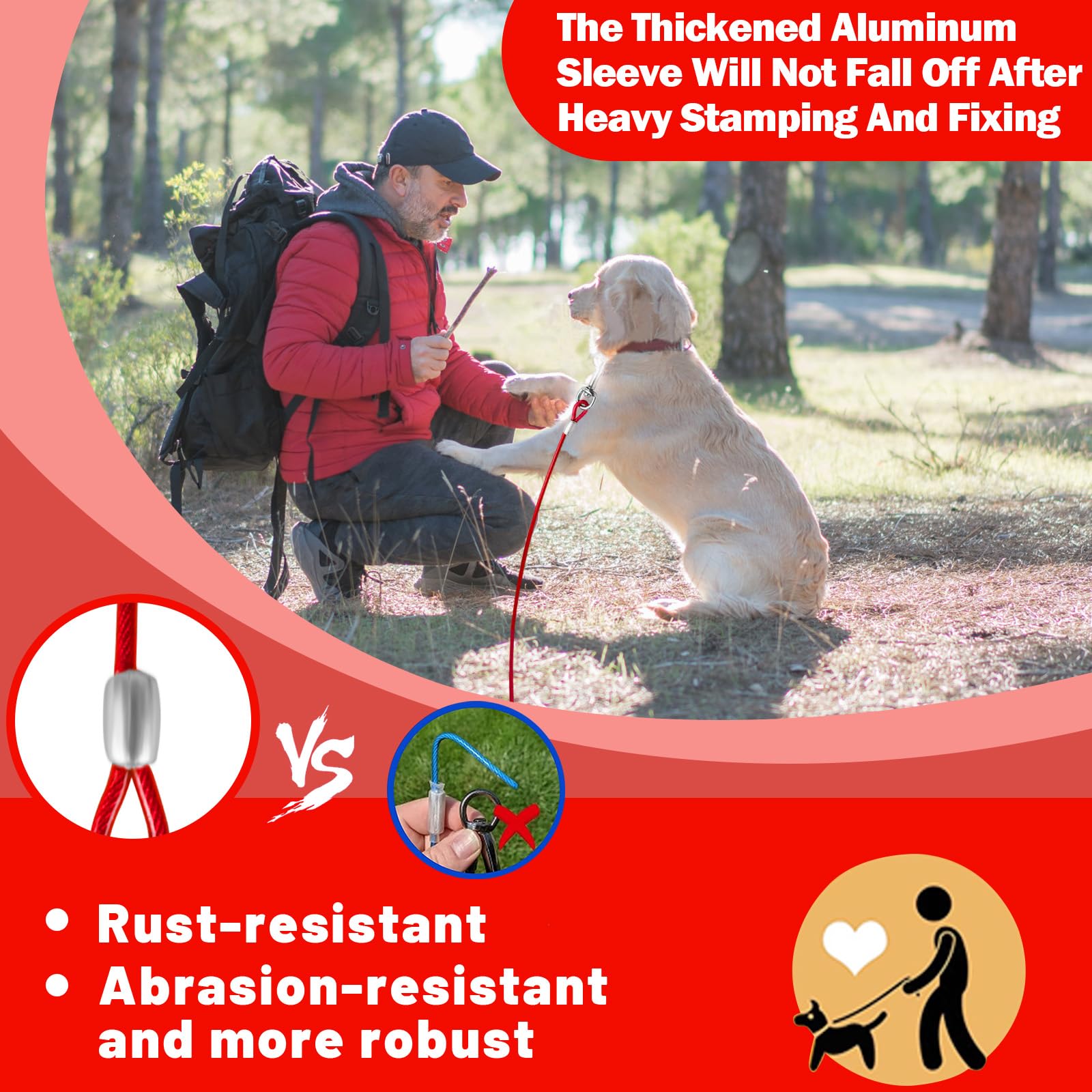 HaiYUAN câble-attache-chien 30 ft: portée étendue pour chiens actifs.