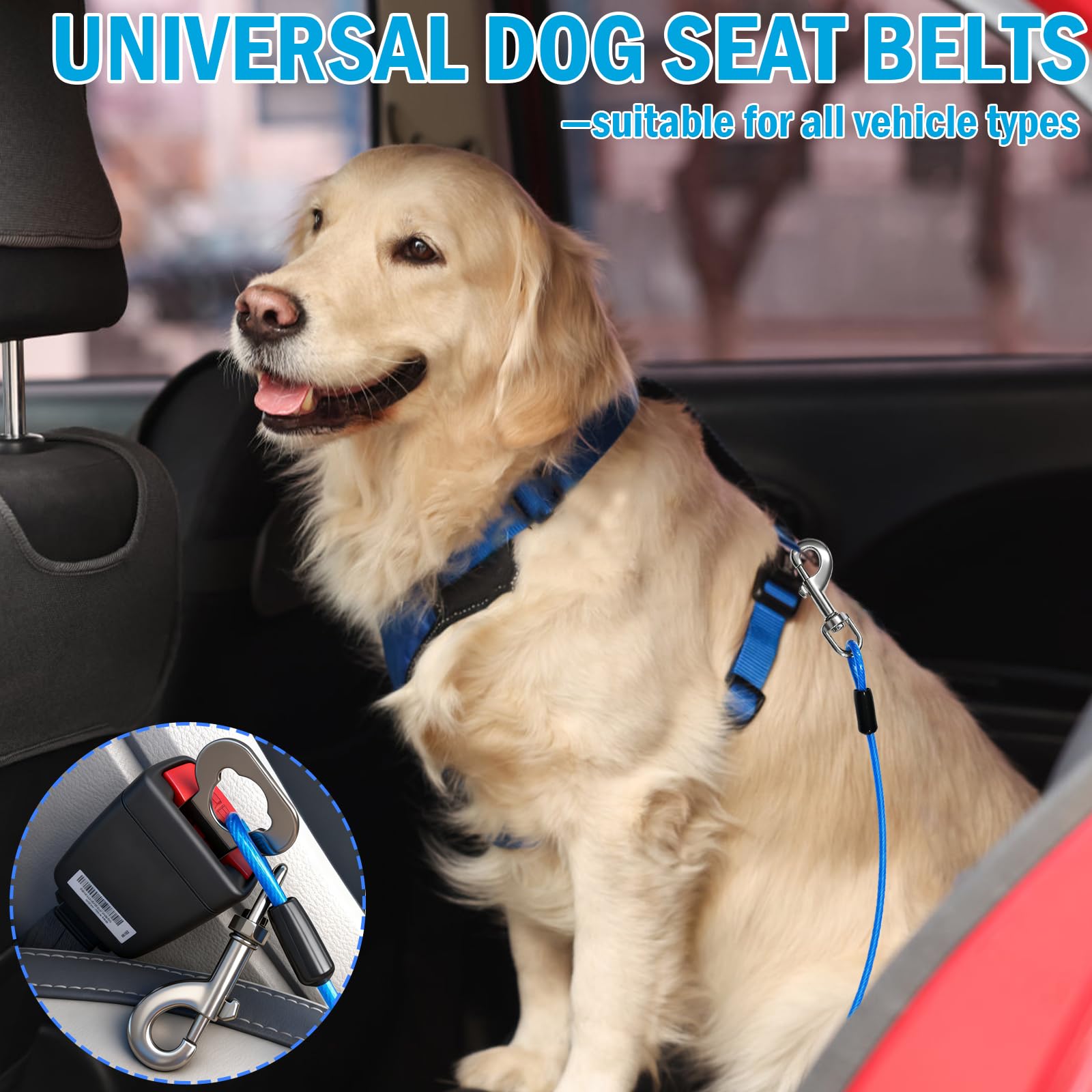 HaiYUAN harnais chien 32 pouces double clips, stabilité en voiture