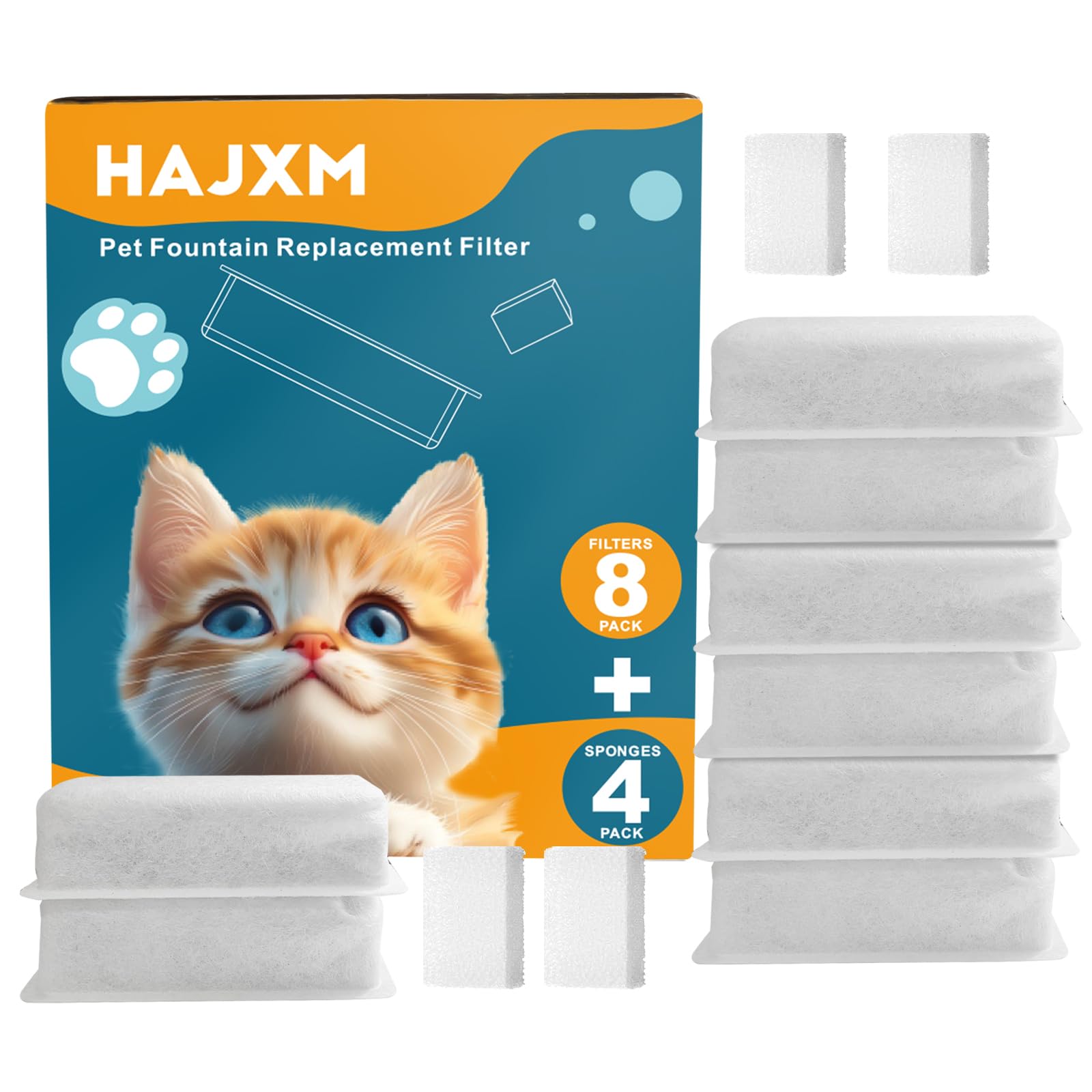 Filtre HAJXM pour fontaine chat – lot de 8, hydratation améliorée.