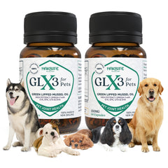 GLX3 HAKA Life: bouteille et gélules soutiennent les articulations des chiens.