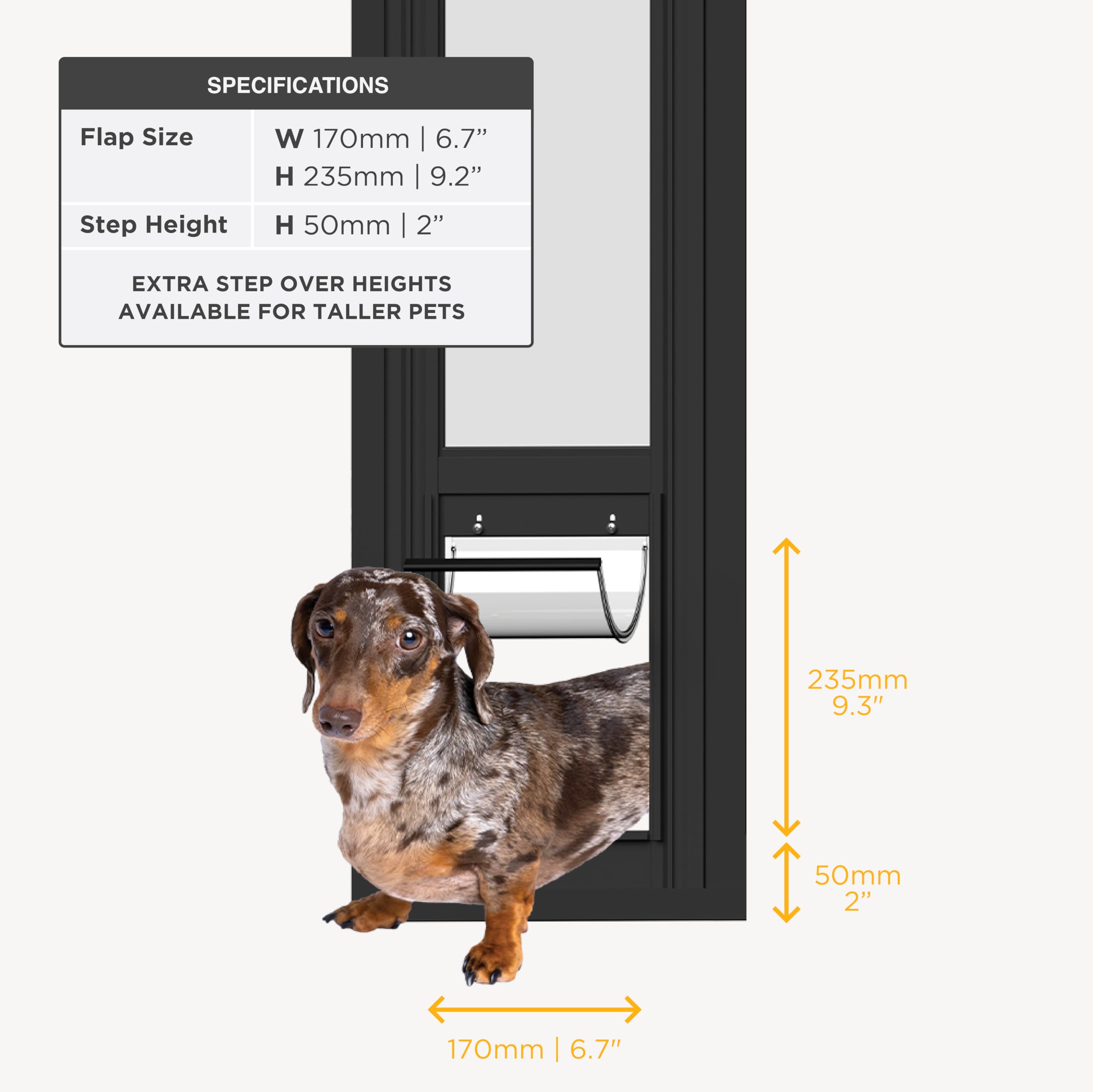 Cadre en aluminium durable Hakuna Pets pour porte coulissante.