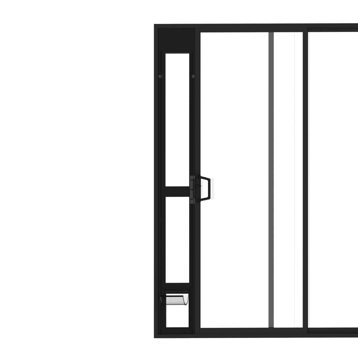 Porte Hakuna Pets en verre noir pour porte coulissante, accès fiable pour petit animal.