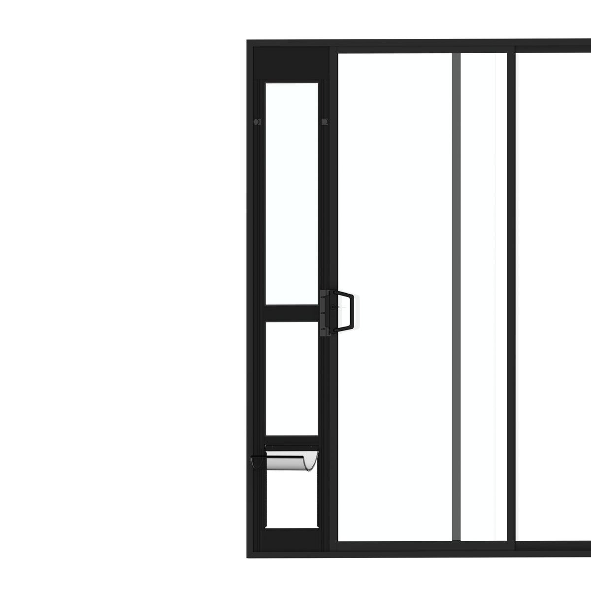 Hakuna Pets porte-patio en verre noir, ensemble complet pour portes coulissantes.