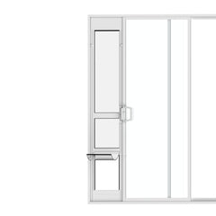 Hakuna Pets porte-pet en verre blanc, coulissante, vue avant, accès pratique