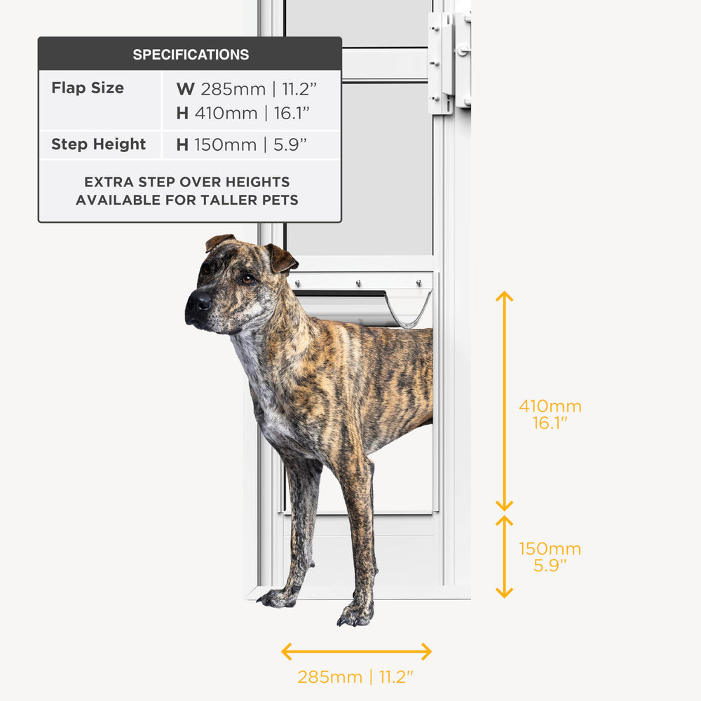 Hakuna Pets porte-pet en verre blanc, coulissante, ouverture facile pour animaux