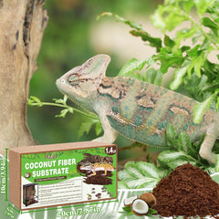 Halatool substrat coco compressé pour dragon barbu, rétention d'humidité efficace.