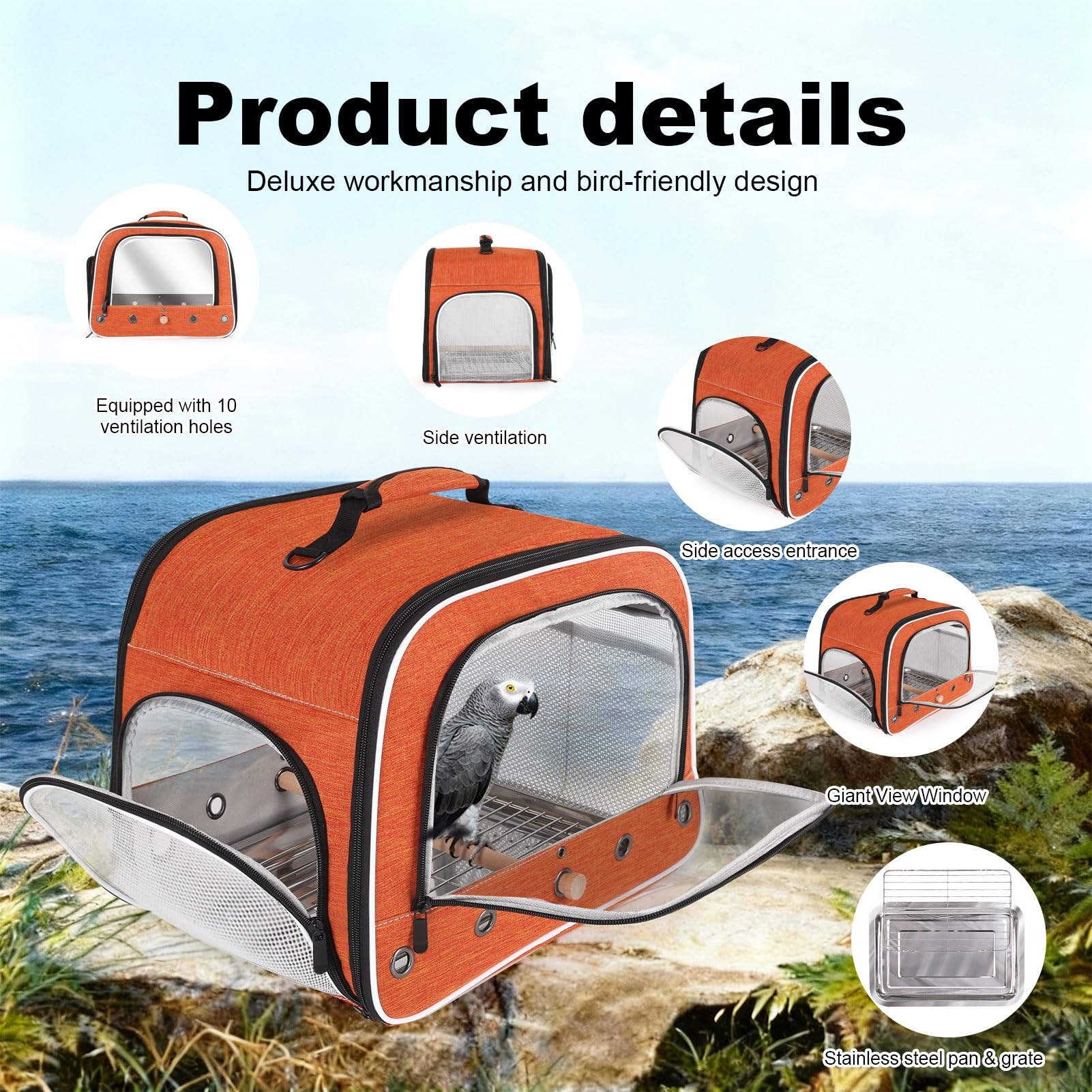 Halinfer cage transport oiseaux ventilation: dix-trous assure un flux d’air.