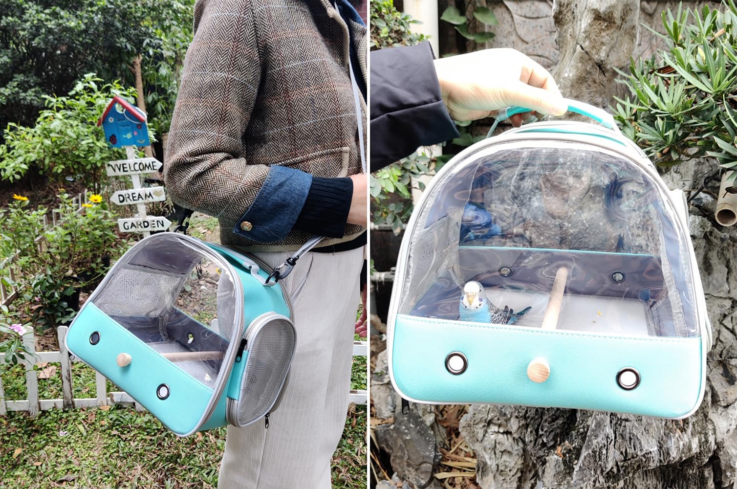 Halinfer cage voyage oiseau poche snacks cote