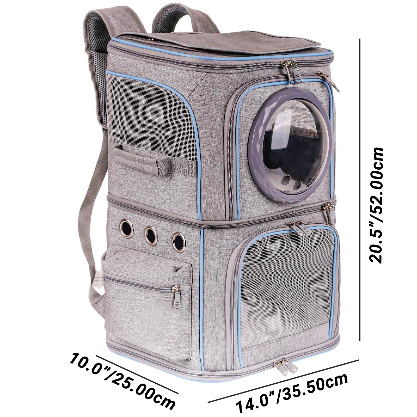 Halinfer sac porte-chat 2-en-1 avec compartiments intérieurs séparés.