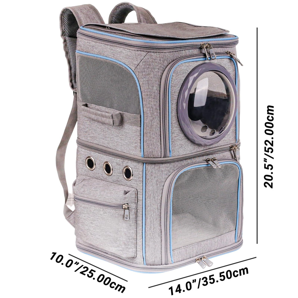 Halinfer sac porte-chat 2-en-1 avec compartiments intérieurs séparés.