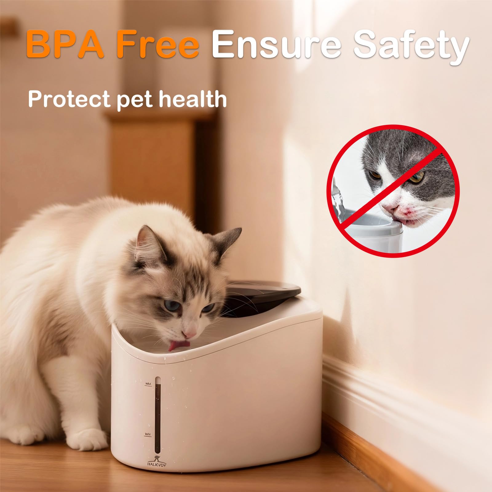 HALKYDY fontaine chat capacité 2,5 L adaptée à plusieurs animaux.