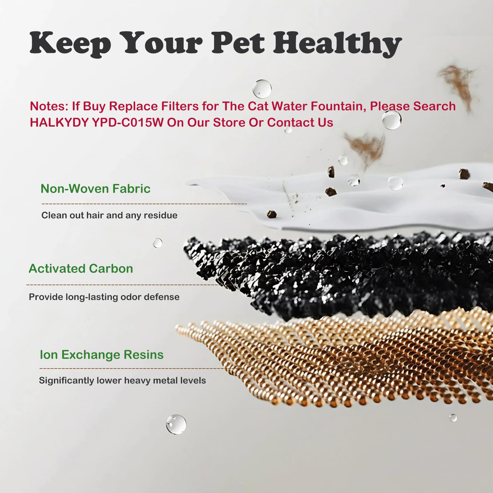 HALKYDY fontaine chat filtration multicouches pour eau propre.