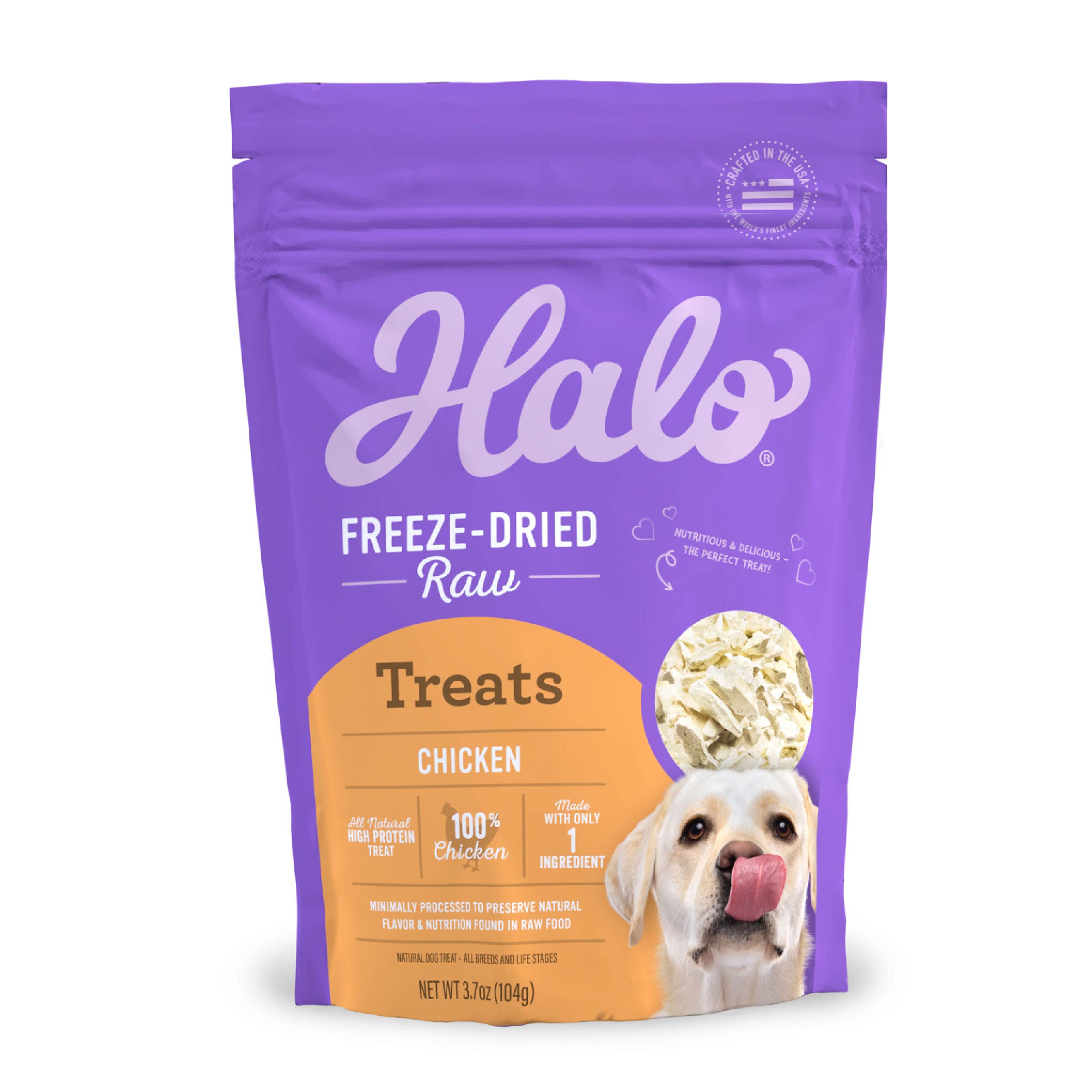 Halo friandises poulet photo-produit, friandise 100% poulet, pratique et naturelle.