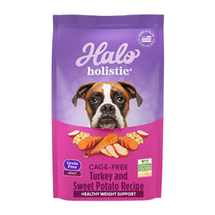 Halo Holistic sac-dinde-patate-douce: croquettes pour chien adulte favorisant une satiété durable.