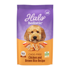 Halo Holistic: sac 21lb, croquettes poulet sans cage et riz brun, pratique.