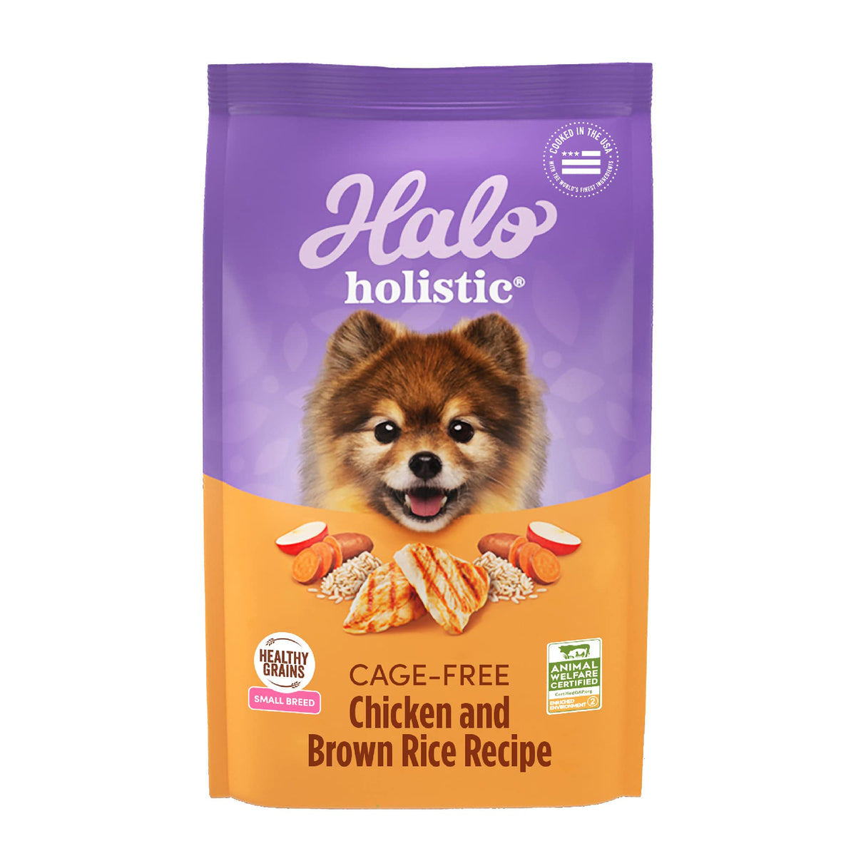 Halo Holistique sac petit-chien: poulet et riz brun – option pratique.