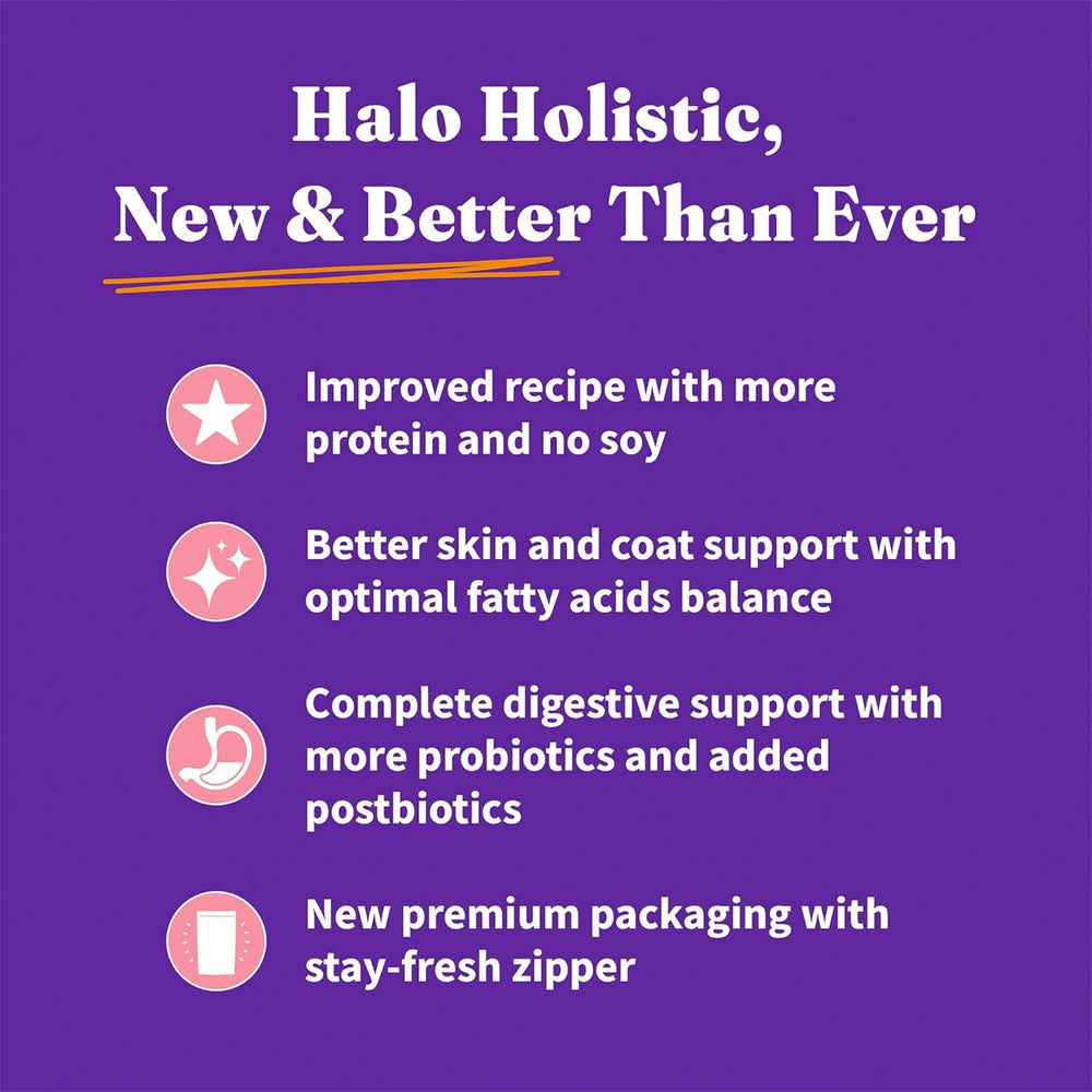 Halo Holistic soutien poids petit chien — croquettes adaptées.