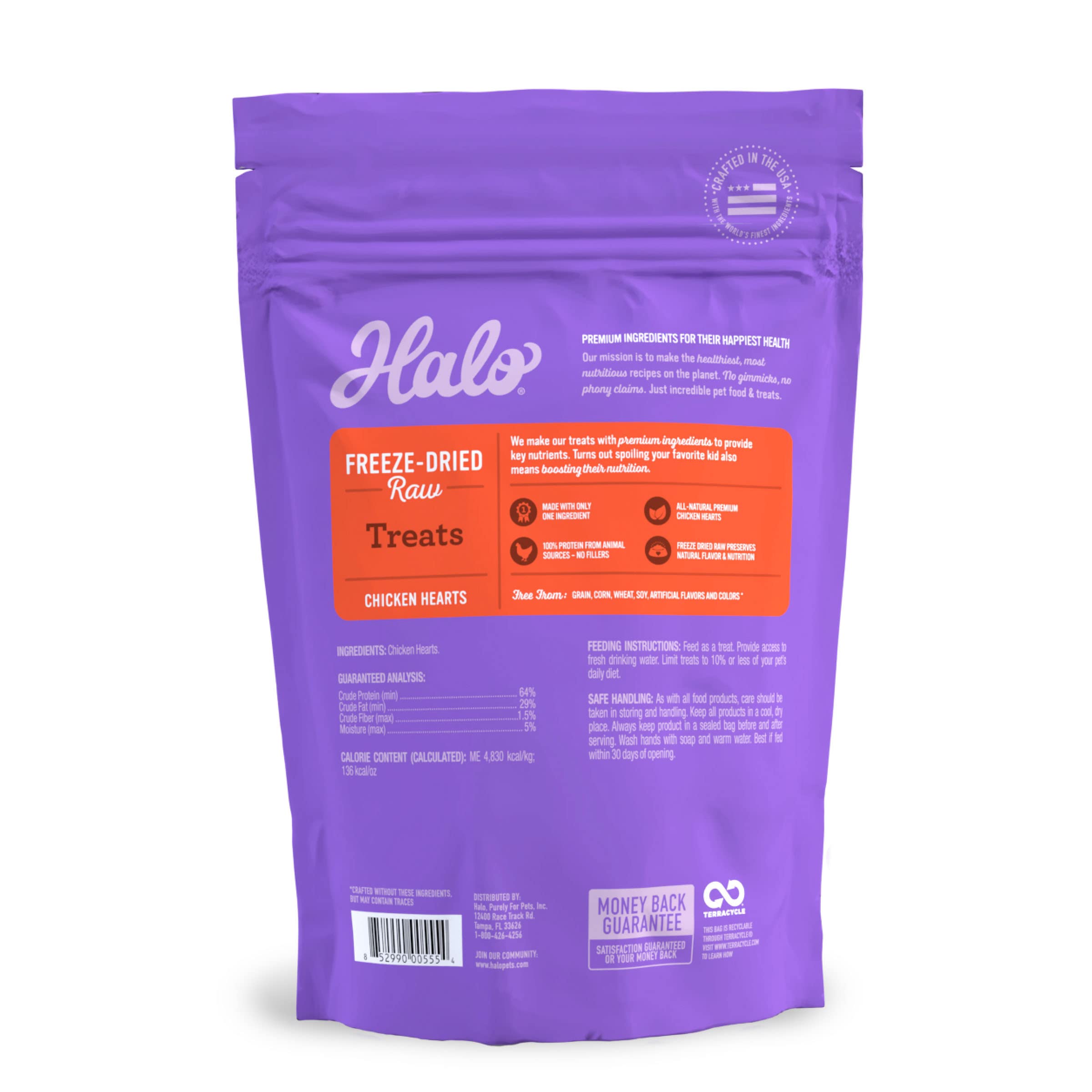 Halo ingrédients naturels sans céréales pour chiens exigeants.